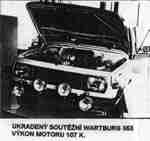 Ukradený soutěžní Wartburg 353, výkon motoru 107 k